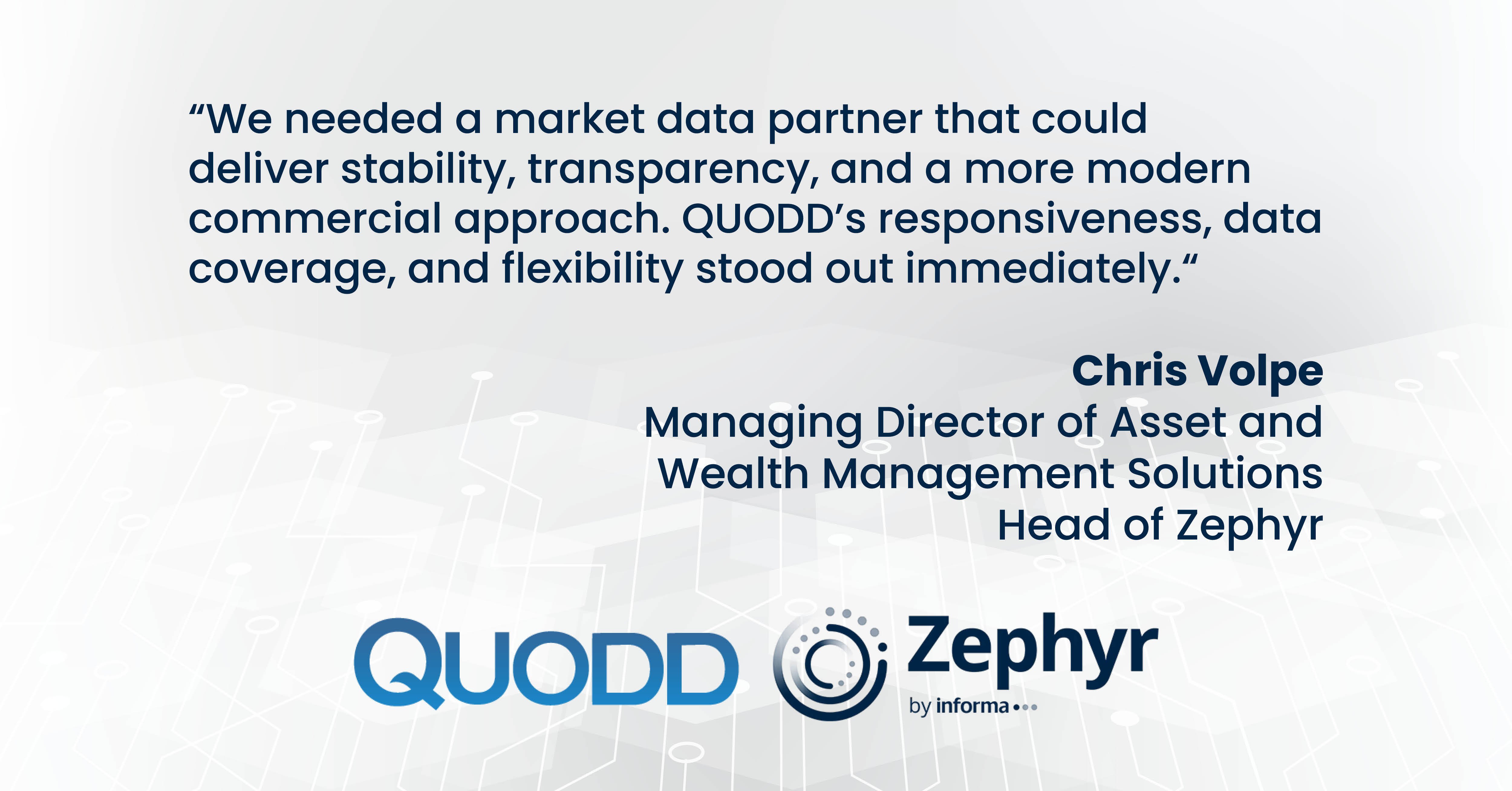 Zephyr Selects QUODD's QX Digital to Power Market Data, Analytics, and Reporting Capabilities
